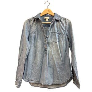 Stylus Womens Light Blue Button-Up Long Sleeve Shirt Size S 100% Cotton Made In